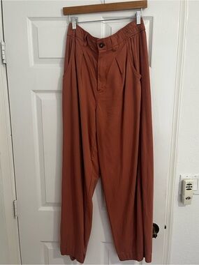Madewell Wide-Leg Pleated Chinos in Rust
